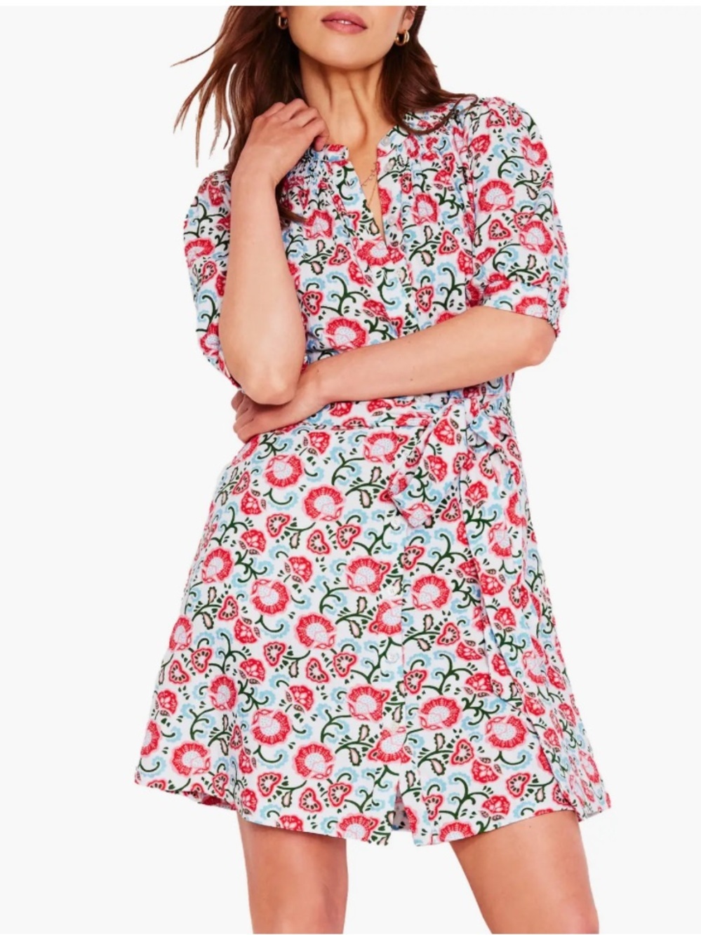 Boden Ada Floral Double Cloth Shirt Dress